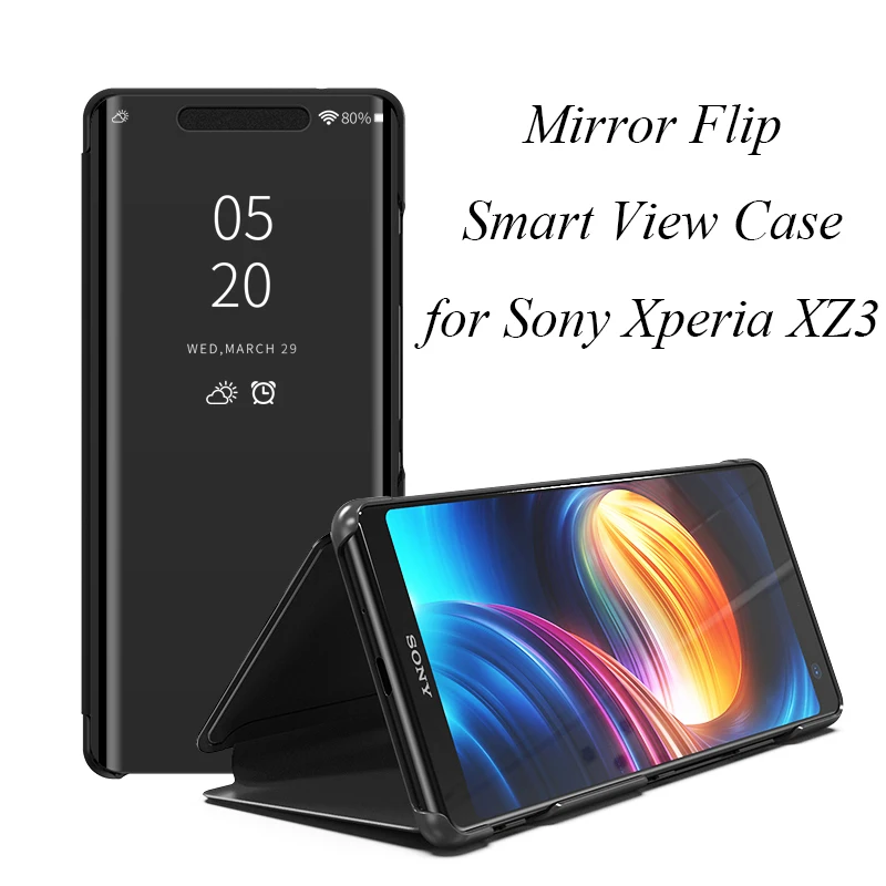 

Mirror Flip Case For Sony Xperia XZ3 Luxury Clear View PU Leather Cover For Sony Xperia XZ3 Smart phone Case for Sony XZ3 Cover