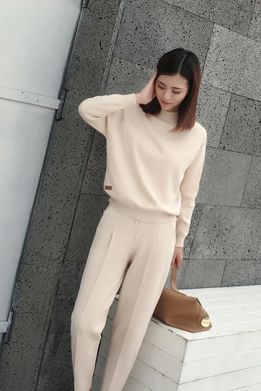 Hot Sale Tracksuits New Arrival Full Spring 2018 Women's Fashion Casual Loose Two-piece Sweater Harem Pants Knit 2 Suit Women