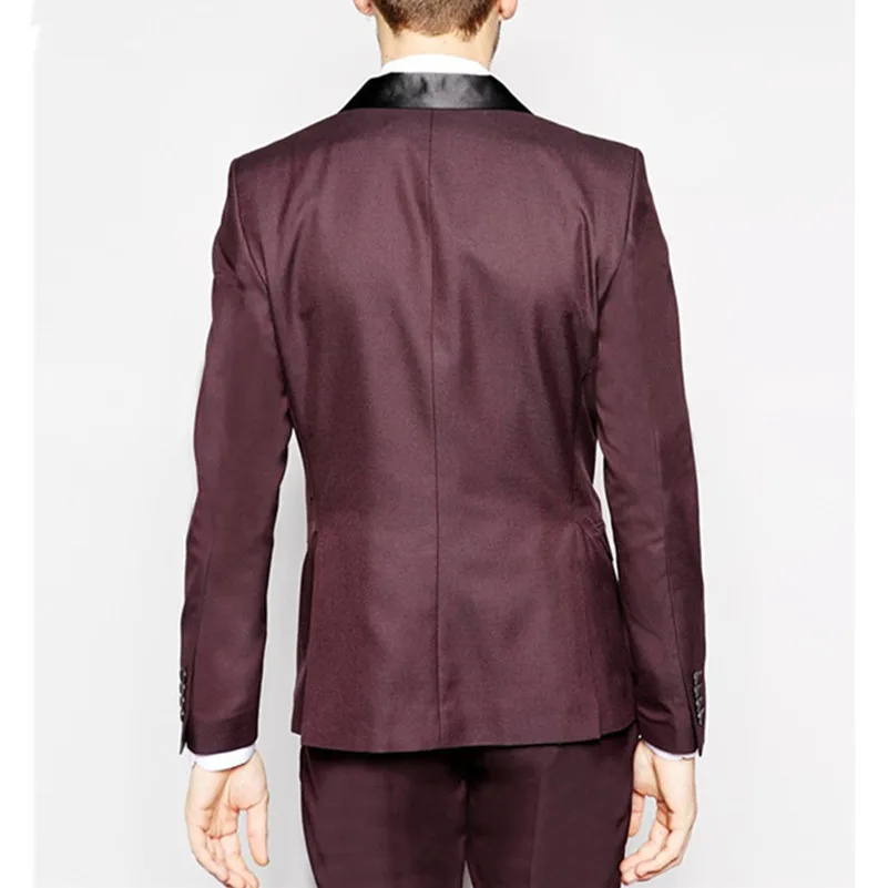 

New Arrival Burgundy Wedding Suits for Men Slim Fit Men Suits Notched Lapel Groomsmen Tuxedos Custom Made