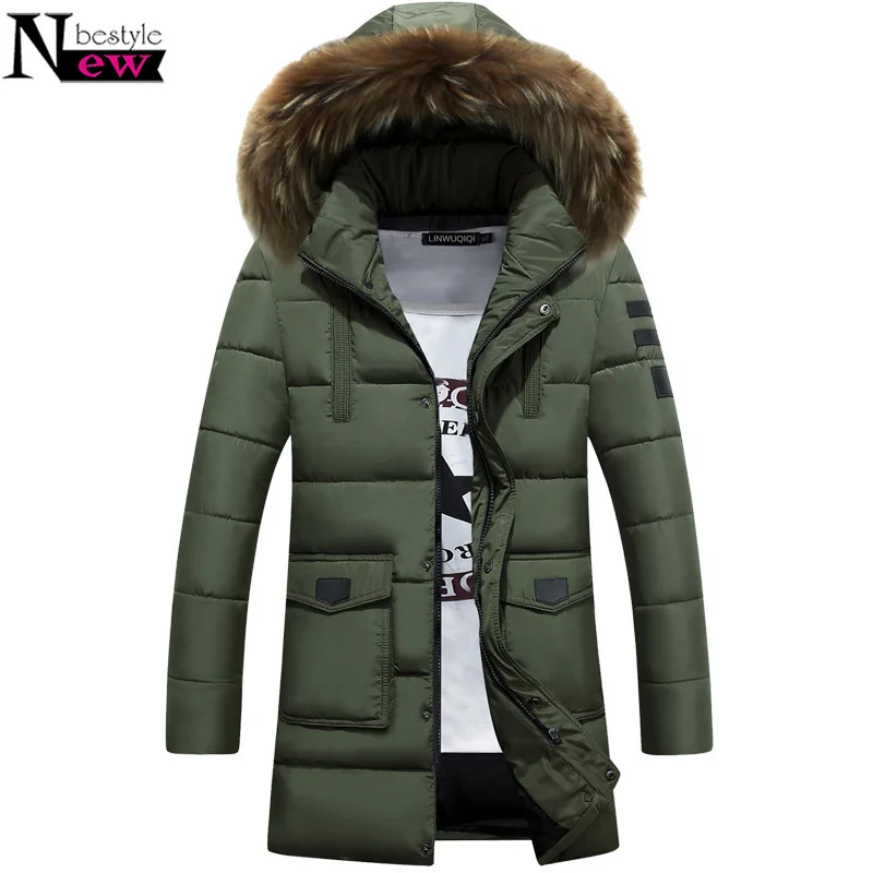Зимняя мужская длинная парка Newbestyle с меховым воротником модная куртка капюшоном