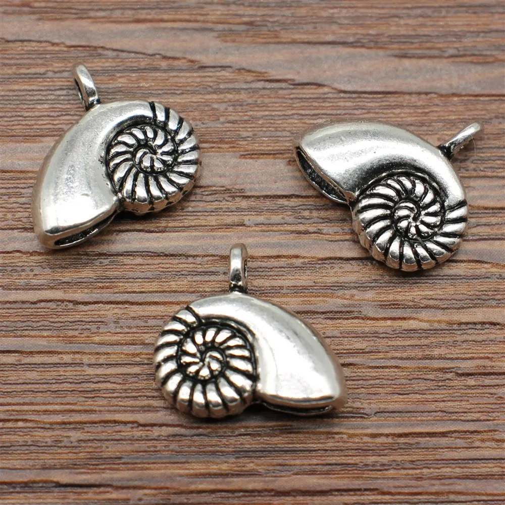 

WYSIWYG 5pcs 16x12mm Conch Charms Pendant DIY Metal Jewelry Making Antique Silver Color