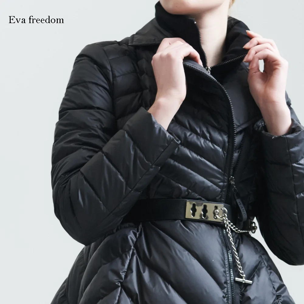 

Winter women's fashion light luxury down jacket faux twinset design military down jacket women EF3228