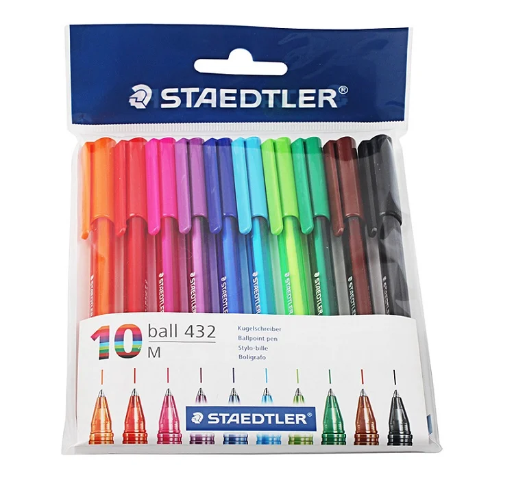 Staedtler Ball 432 M треугольный держатель Шариковая ручка 0 7 мм 10 разноцветный набор для