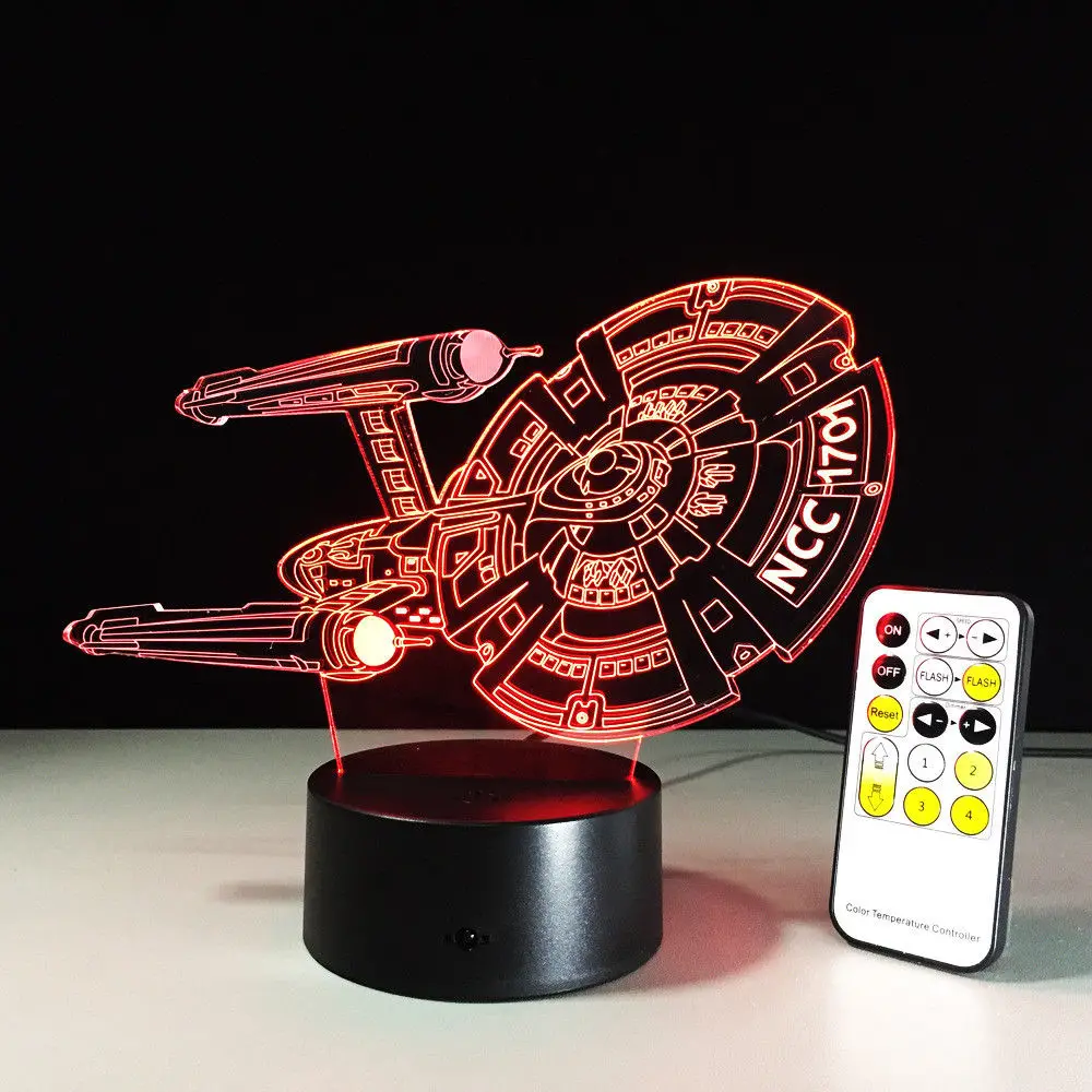 Night Light Star Trek 3D Remote Control 7 Colors Change Led Table Desk Lamp Kids | Освещение