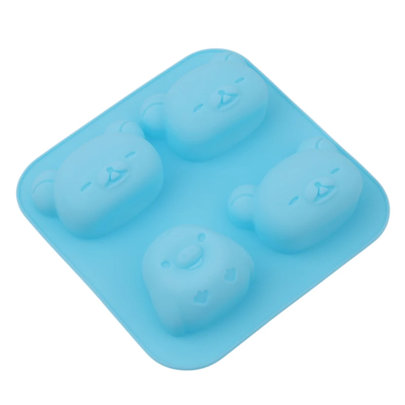 4 Hole Lazy Bear Silicone Cake Mold Soap Raccoon Pudding Small Penguin Accessories Products Cookies | Дом и сад