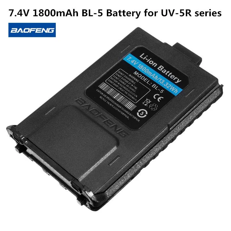 

2PC BAOFENG UV-5R BL-5 7.4V 1800mAh Li-ion Battery For Baofeng Walkie Talkie UV-5R UV-5RA UV-5RE Series Two Way Radio