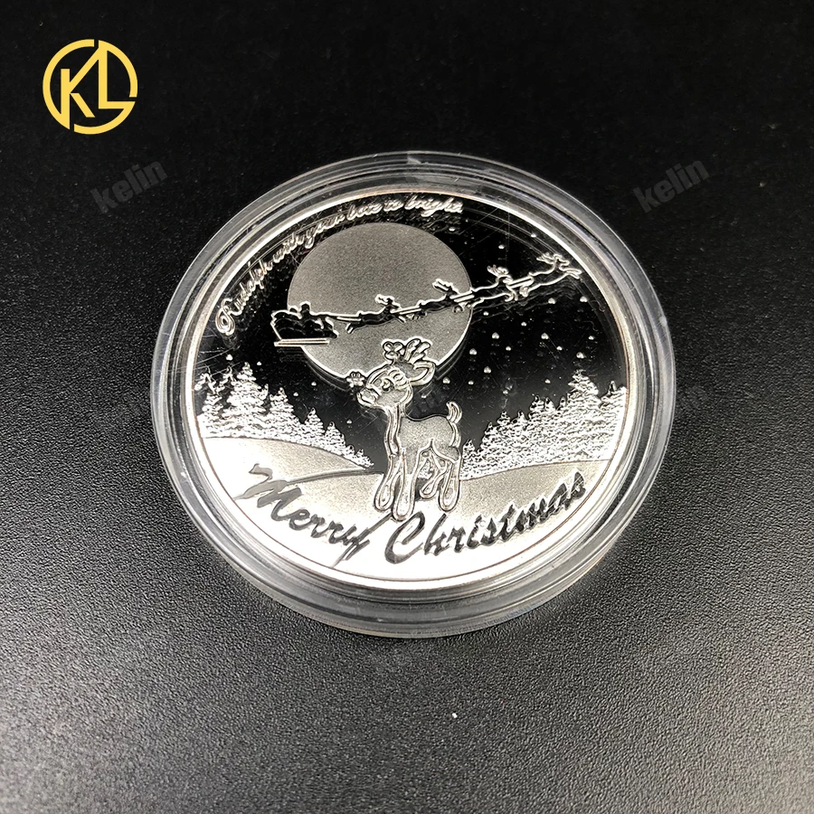 KL Счастливого Рождества Посеребренная металлическая монета рождественские