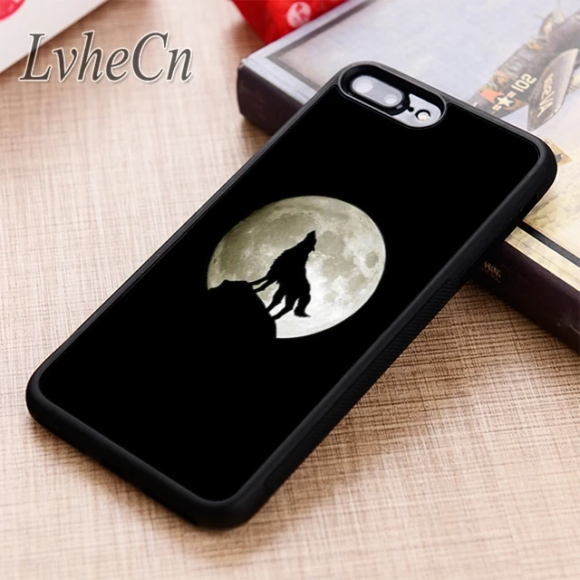 LvheCn Воющий волк Луна силуэт чехол для телефона iPhone 5 6s 7 8 plus 11 12 Pro X XR XS Max Samsung Galaxy