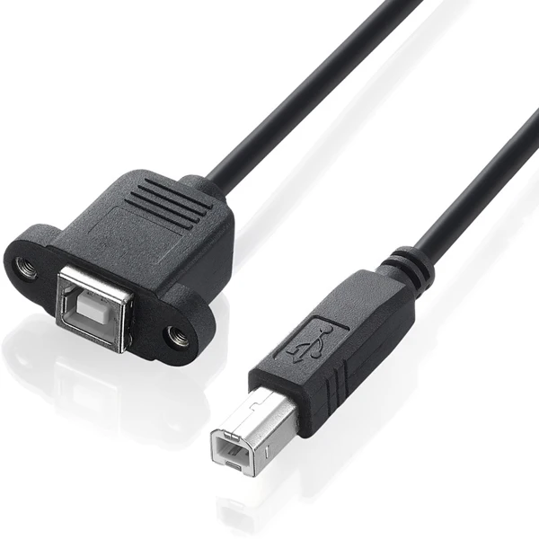 Bochara USB 2,0 Тип B штекер типа B Женский принтер удлинитель с винт крепления панели отверстие 30 см 50 см 100 см - Цвет: Black