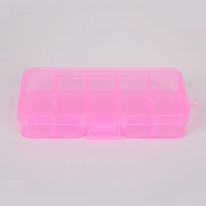 pink 10 ячеек Органайзер DIY Box 7 цветов прозрачный цвет разделяемый пластиковый ящик для хранения - Цвет: pink
