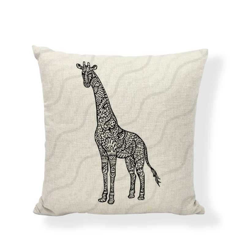 

Hot Sale Linen Pillow Cover Giraffe Growing Up Balloon Cushion Cover Home Sofa Office Bedroom Decorative Pillow Case 45x45 CM