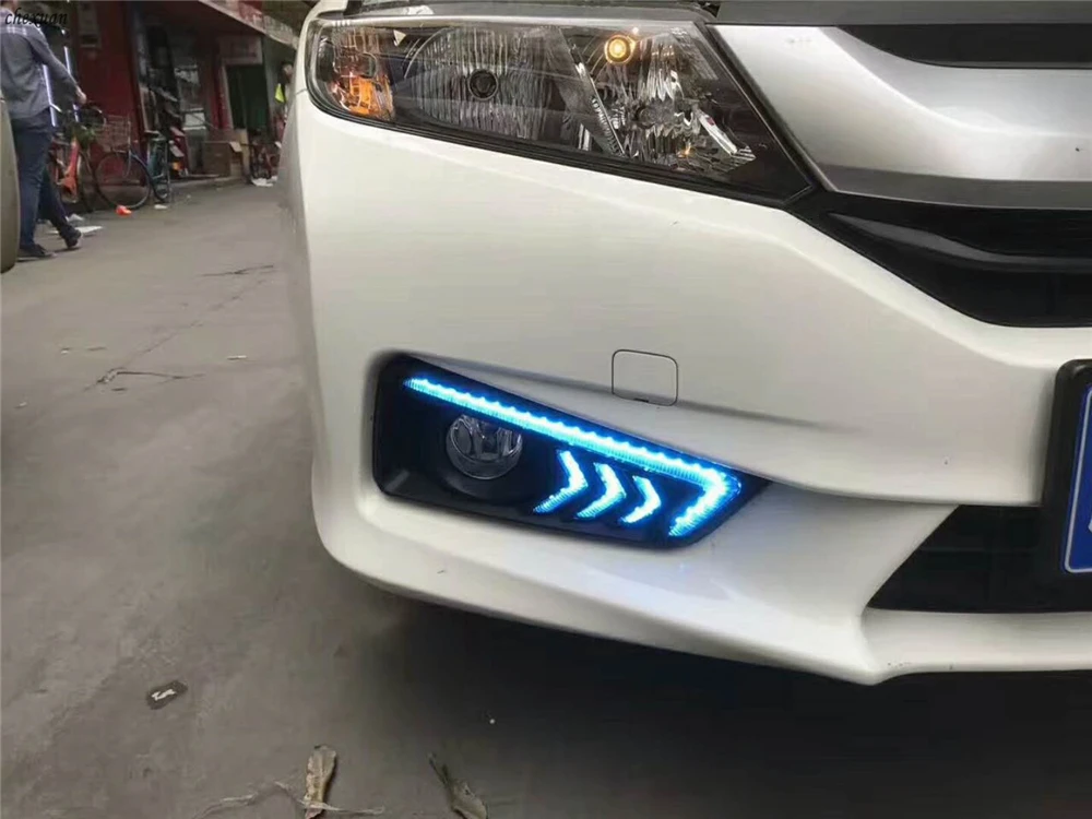 CSCSNL 1 комплект для Honda City DRL дневные ходовые огни Дневной светильник 12 В ABS противотуманная фара крышка с желтым сигнальным светильник