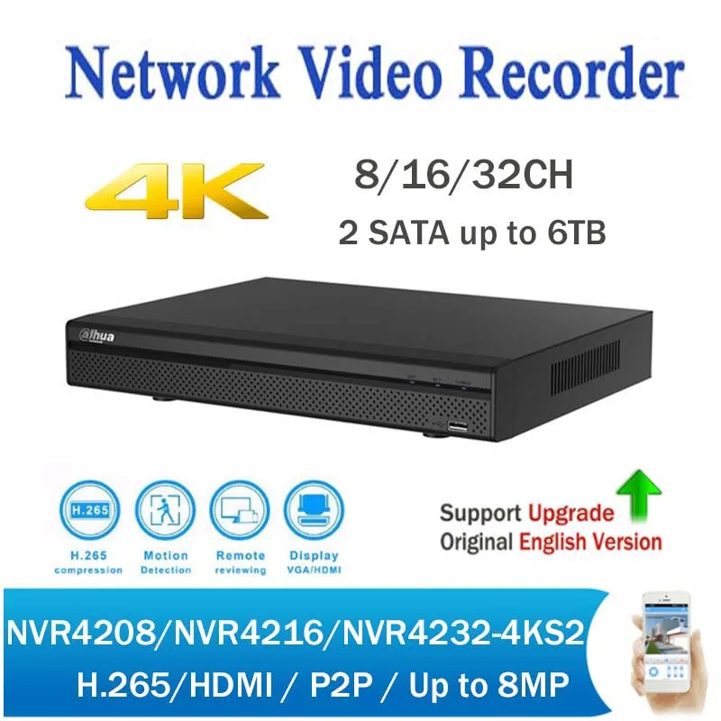 DH 4 К NVR 8/16/32 канала H.265 видеонаблюдения сети видео Регистраторы NVR4208-4KS2 NVR4216-4KS2