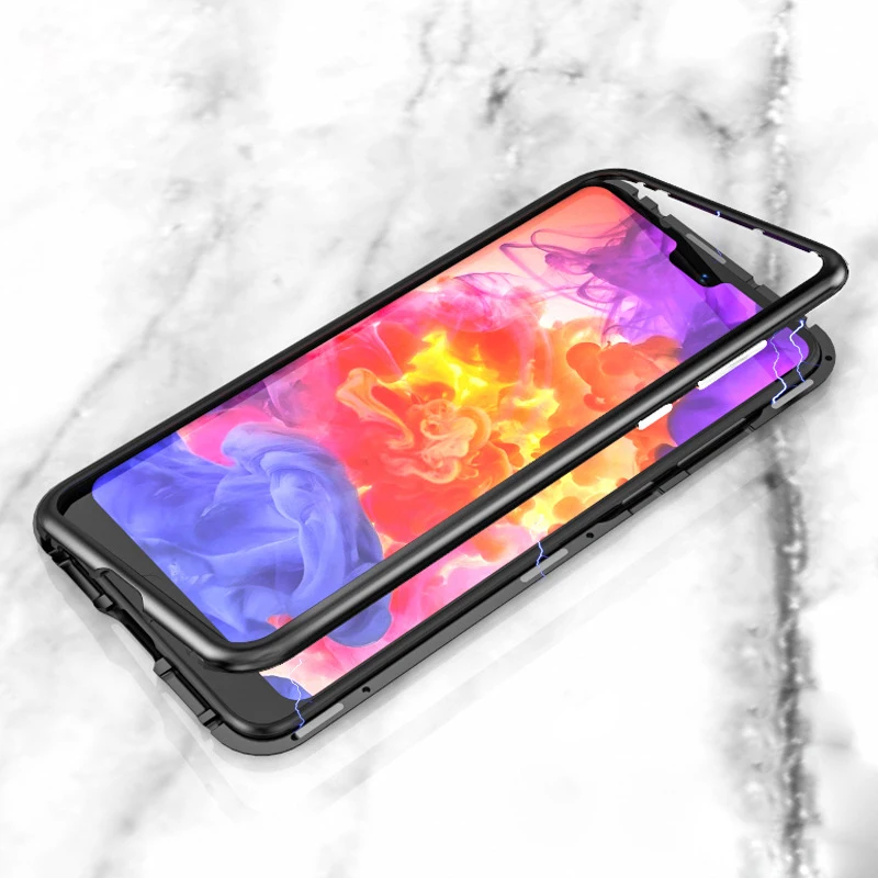 Для huawei P20 lite чехол yezaoo магнит Адсорбция закаленное стекло прозрачная задняя