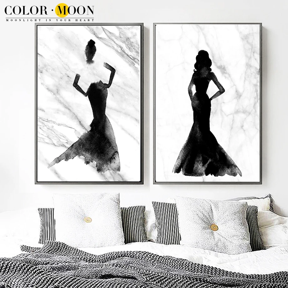 COLORMOON чернил модель девушка Плакаты и отпечатки стены Книги по искусству Nordic