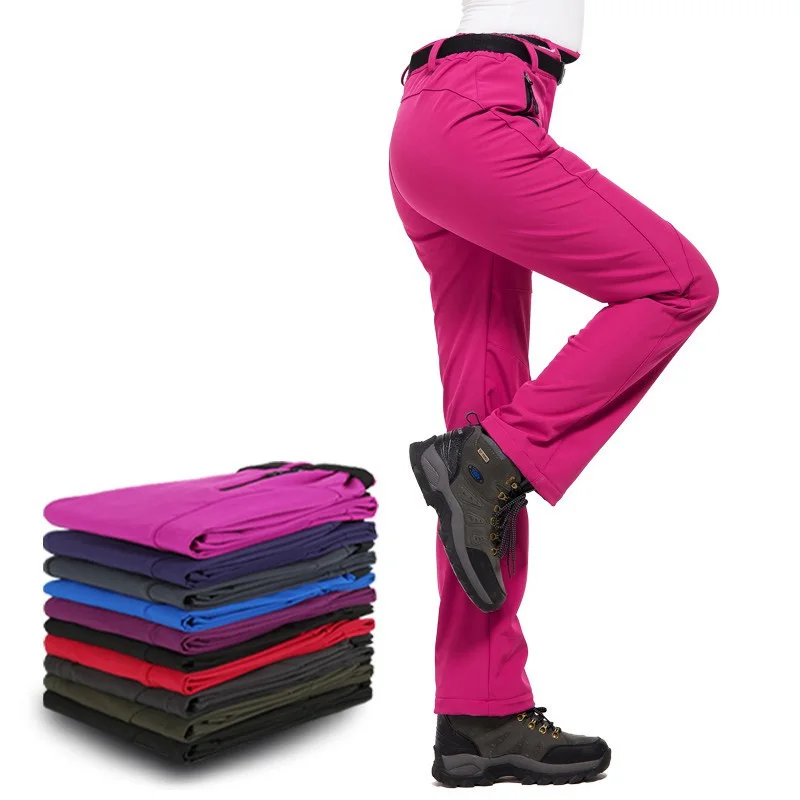 Зимние для женщин s водостойкий ветрозащитный Softshell штаны карго дышащий на