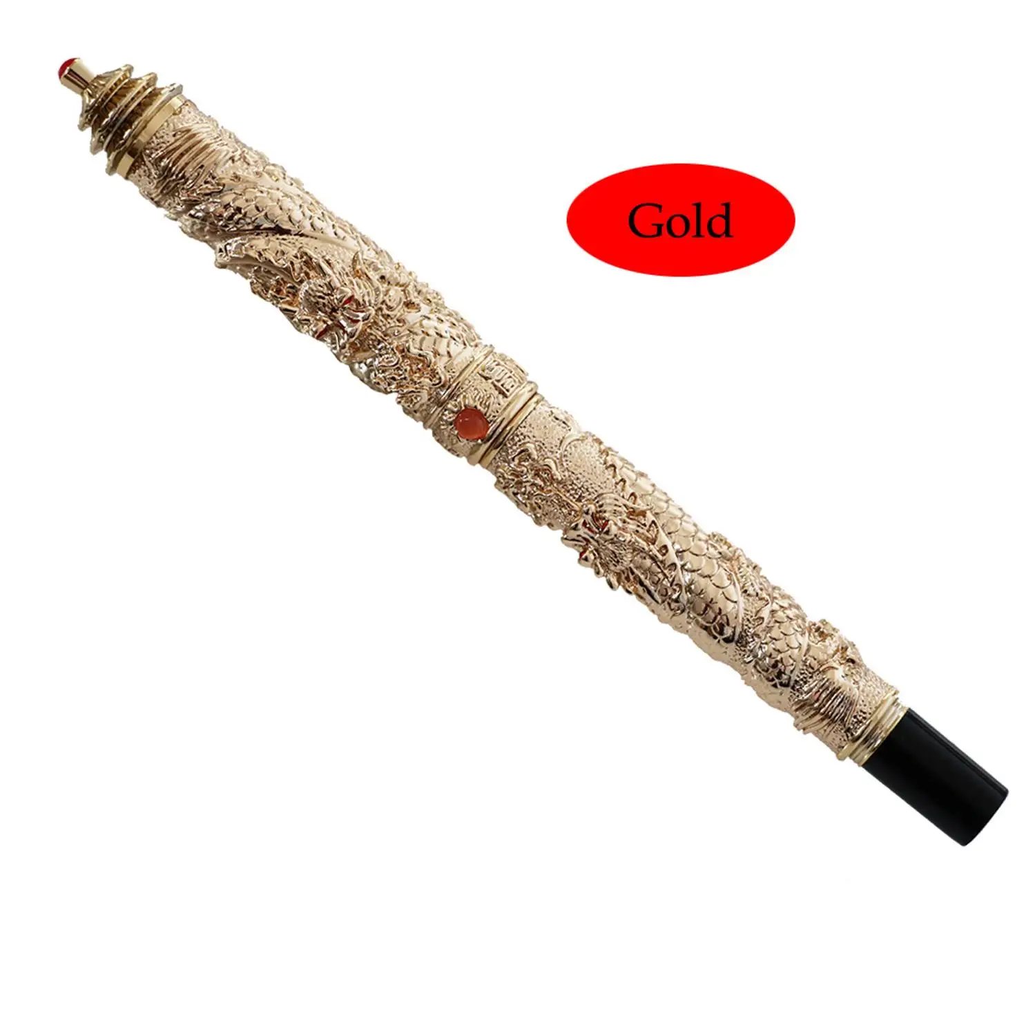 Golden JinHao, двойной дракон, ювелирное изделие, роскошная авторучка, винтажная башня, 18KGP, 0,5 мм, перо, чернила, ручки для письма, офисные принадлежности, подарок - Цвет: Golden