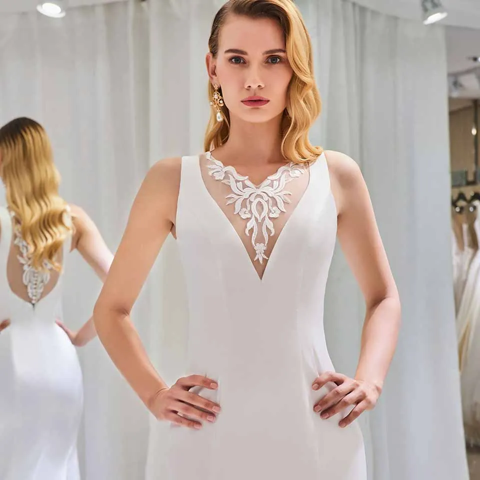 Элегантное свадебное платье Dressv с v образным вырезом кружевное до пола юбкой годе