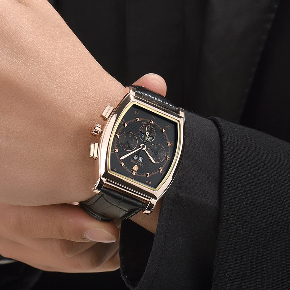 

TEVISE Moon Phase Mechanical Watch For Men Waterproof Business Automatic Watches Relogio Masculino Man Wristwatch Male Clock