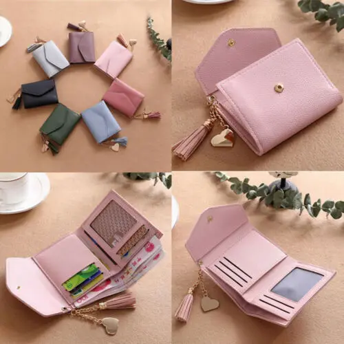 Модный Мини Женский кошелек с кисточками держатель для карт однотонный клатч из