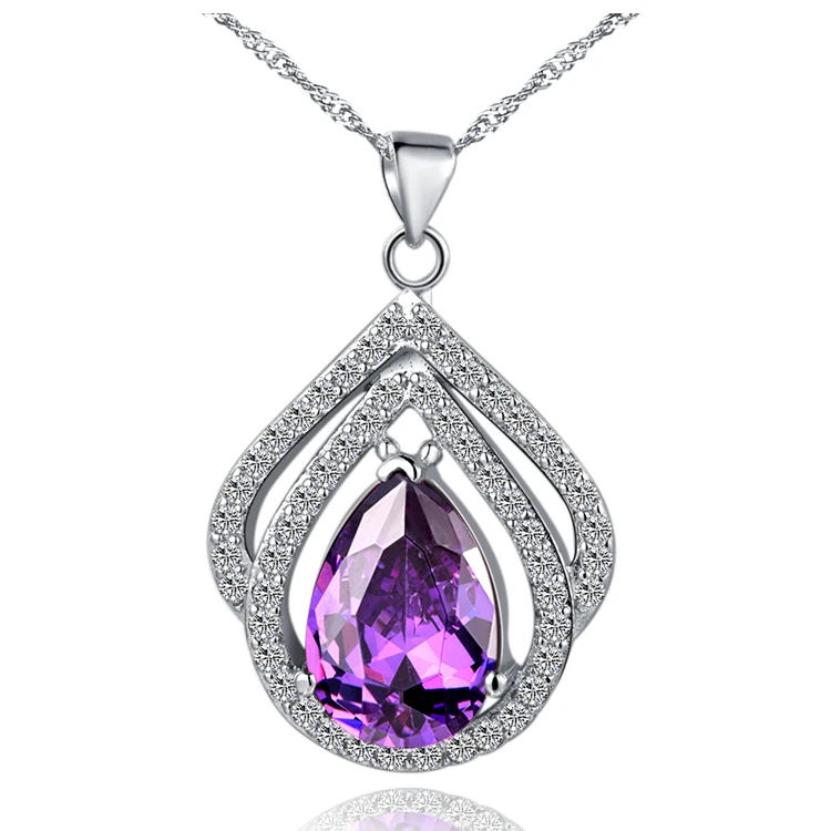 Ювелирные Изделия Кулон Капли Воды Cut имитация Сапфир Кубического Циркония