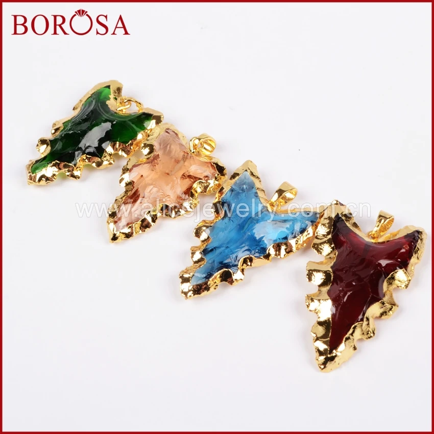 BOROSA распродажа 10 шт. золото Цвет грубые Радуга Стекло Шестерни Arrowhead Форма кулон