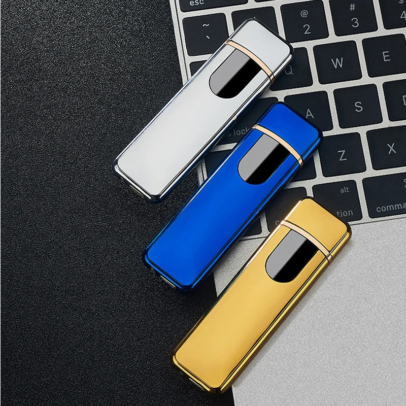 Сенсорный индукционный переключатель зажигания USB зажигалка ветрозащитный беспламенный перезаряжаемый электронный двухсторонний прикуриватель