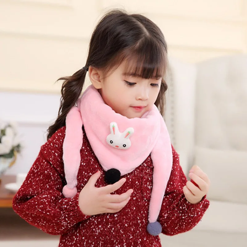2018 Winter Children's Plush Wool Triangle Scarf Boys and Girls Cute Small Scarves Child Baby Kids Soft Viscose shawl |