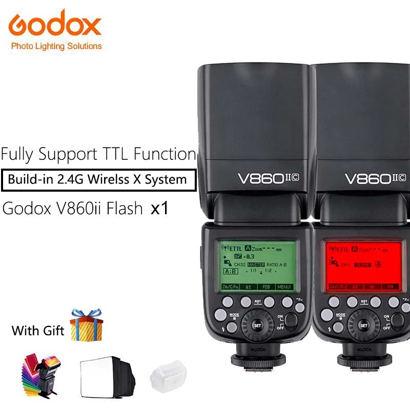 Godox Винг V860II Вспышка Speedlite петлицы с литий ионный Батарея быстро 2.4g беспроводное