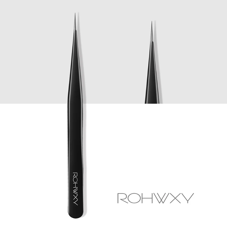 Black Straight ROHWXY изогнутый Прямой пинцет черный Пинцет для наращивания ресниц украшение для ногтей Пикер мертвой кожи средство для снятия маникюра косметические средства для ногтей инструмент - Цвет: Black Straight