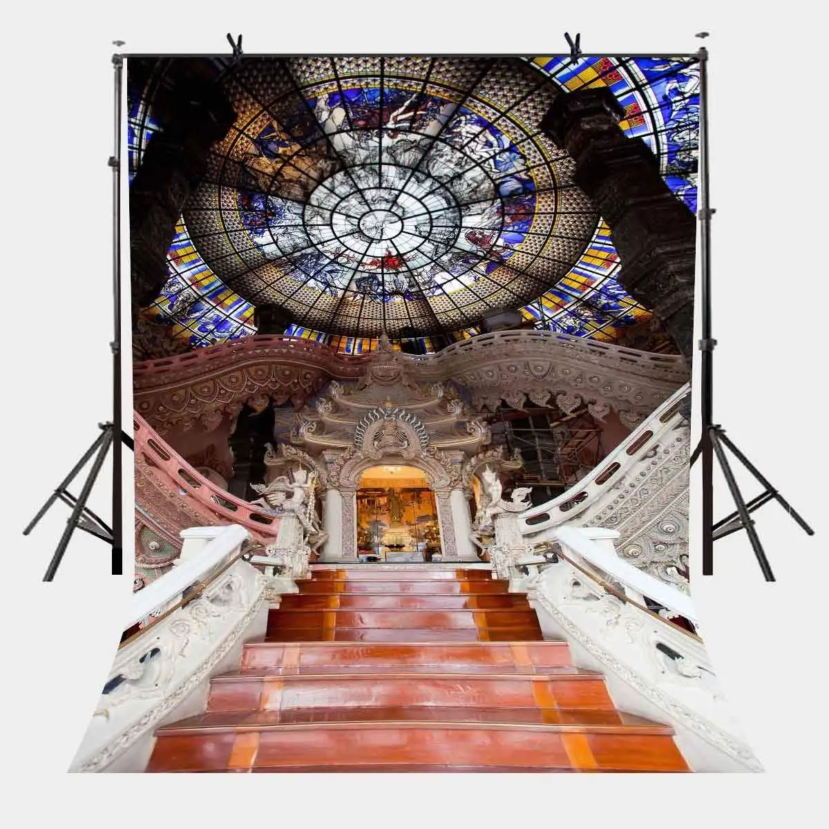 5X7 футов купол церковь фон Церковь интерьер лестница фотография и студия