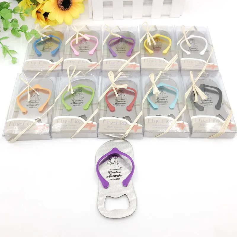 

(200pcs/Lot)FREE SHIPPING+Customized Flip-flop Bottle Opener Wedding Favors Personalized Party Giveaway For Guest