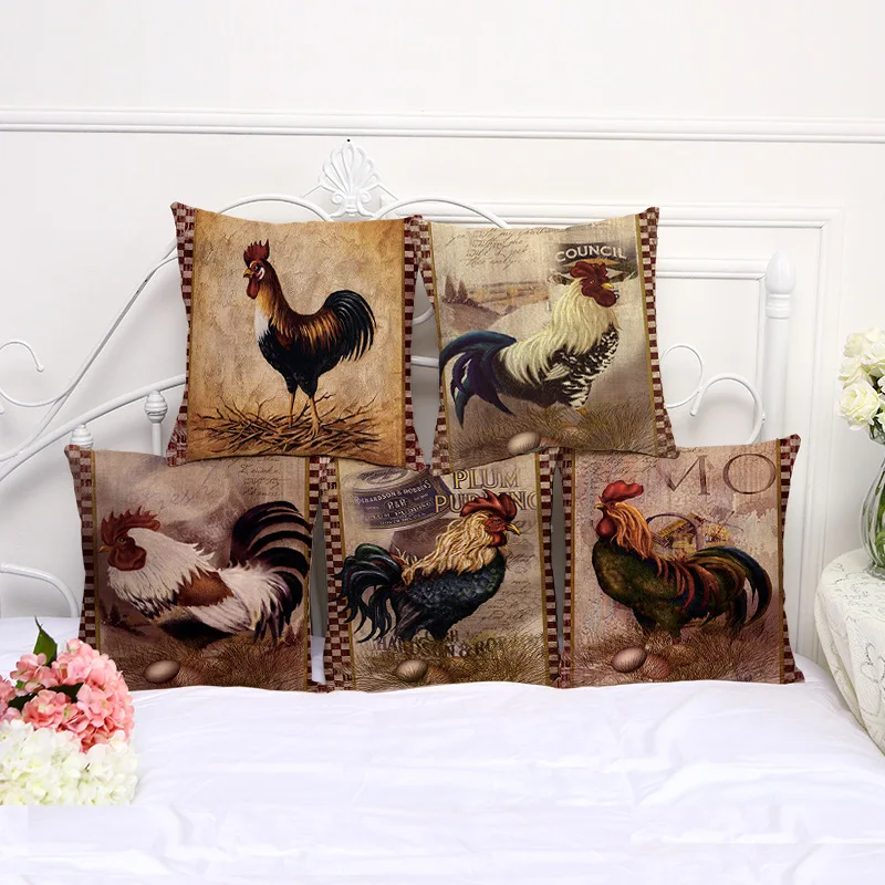 Декоративный чехол для подушки Модный в виде птицы курицы петуха фермы 17 5 дюймов