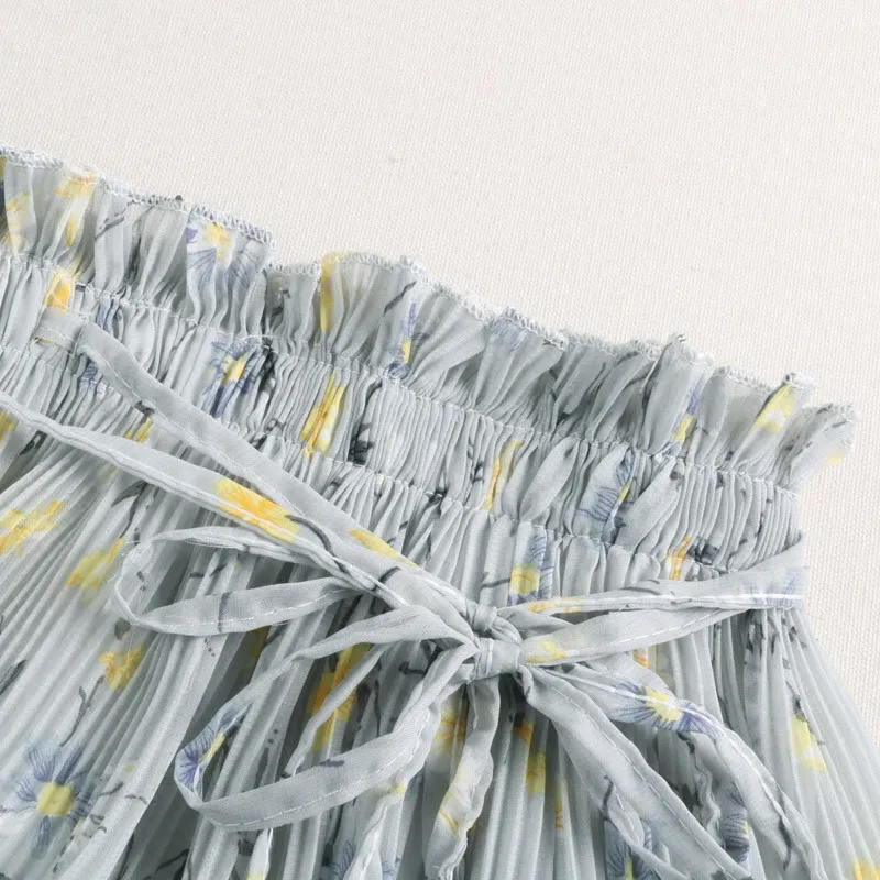 Летние Для женщин из шифона с цветочным рисунком Высокая талия юбка плюс Размеры