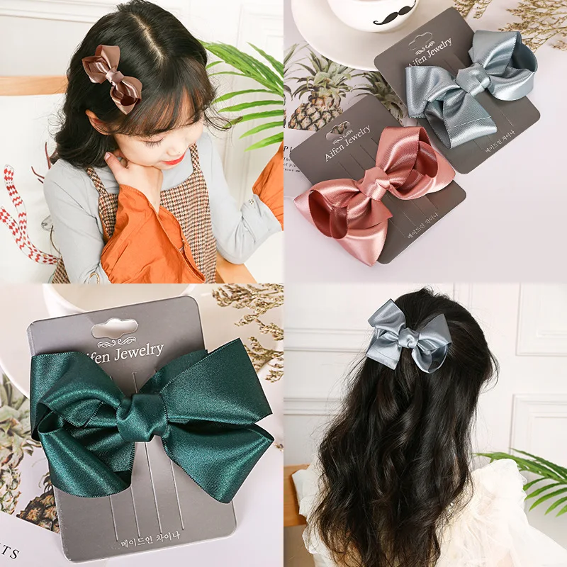 Ruoshui Аксессуары для девочек в виде галстука бабочки детей однотонные заколки