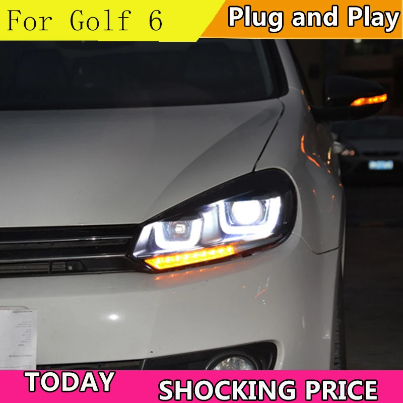 Стайлинг автомобиля для VW Golf 6 фара 2009-2012 динамический сигнал Golf6 СВЕТОДИОДНЫЙ DRL