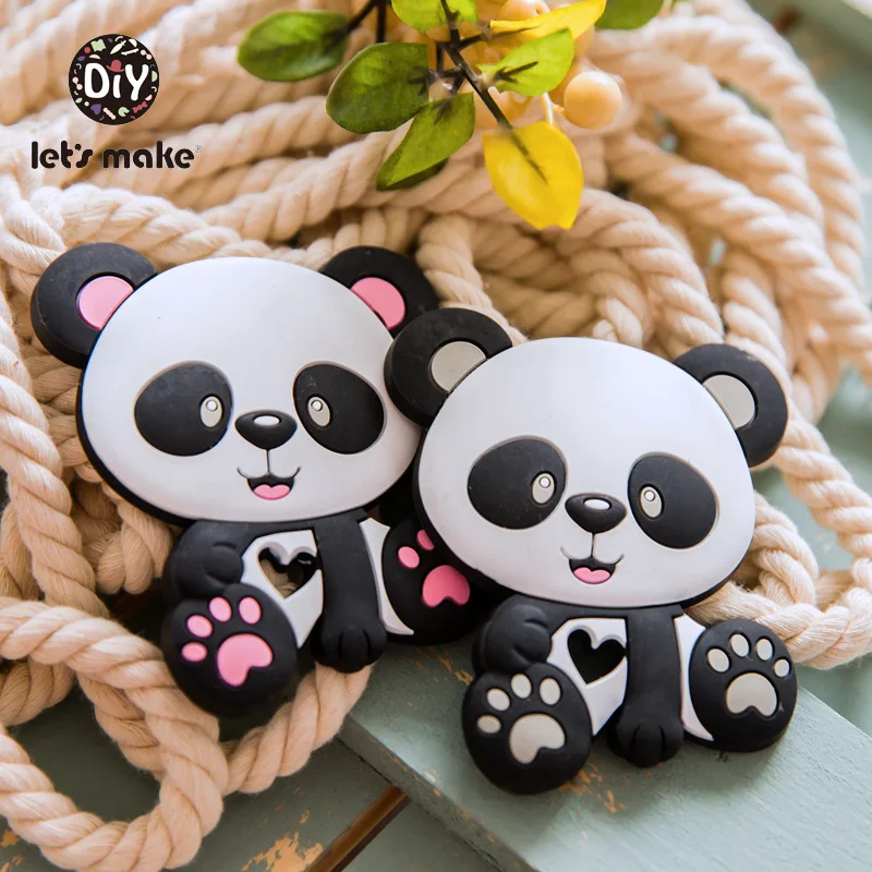 

Let's Make Silicone Teether Panda Shape 1pc Bpa Free Silicone Rodent Cartoon Food Grade Tiny Rod Teething Toys Baby Teethers