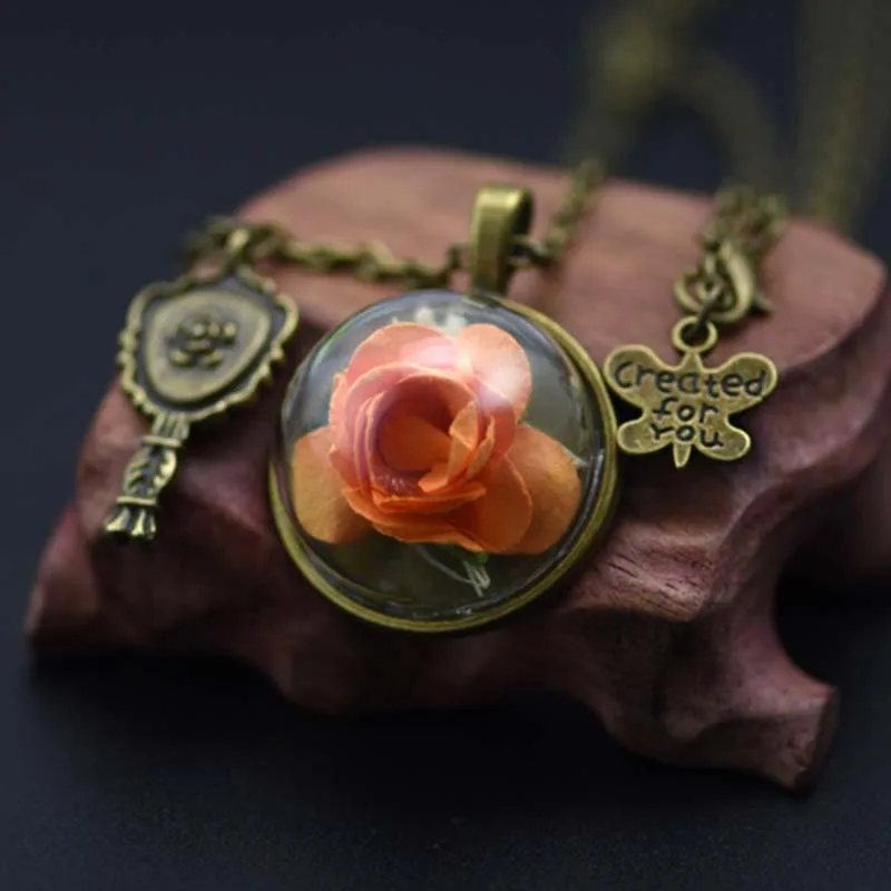 Женские винтажные ожерелья и подвески ручной работы с сухоцветными камнями