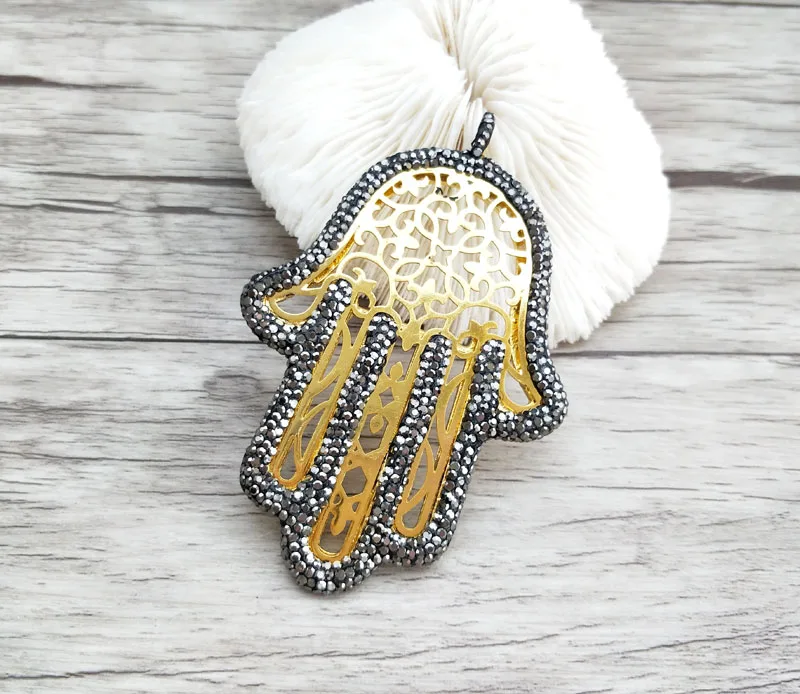 5 шт. Бронзовый кулон пальма с хрустальные бусины со стразами Pave charm для ожерелья
