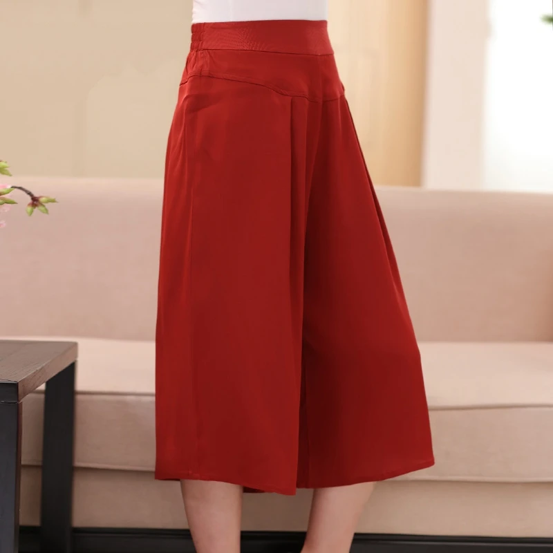 

Women's Wide Leg Pant 93% Silk and 7% Spandex Flare Pants Wide Leg Elastic Waistband Loose Lounging Pants Size L XL XXL XXXL 4XL