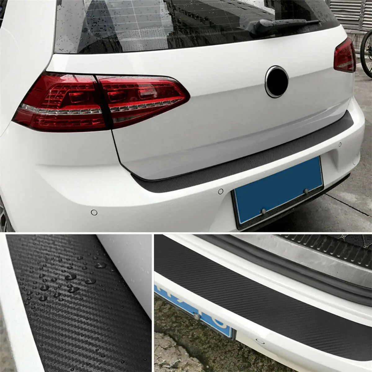 

1PCS Car Rear Bumper Trunk Tail Lip Protect Carbon Fiber Stickers 104*9cm PVC
