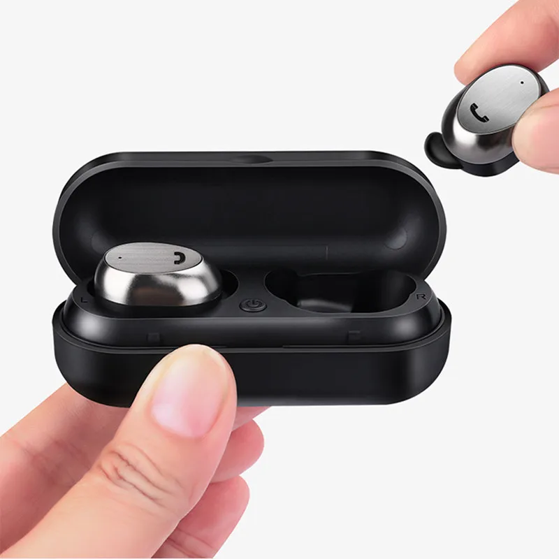 

TenYua M9 TWS Bluetooth Headset Wireless Earbud Metal Charge Case Mini Stereo Music Bluetooth Earphone with Mic for Phone