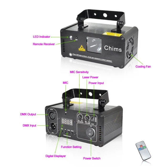 Лазерный сканер для сценического освещения Chims DMX 512 50 мВт зеленый луч DJ эффект