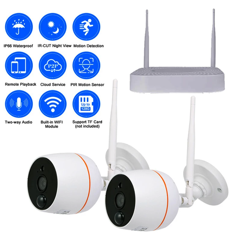 INTENERGIC 1080P FHD маленький Беспроводной видеонаблюдение Системы Wi Fi 2 шт. 2MP IP Камера