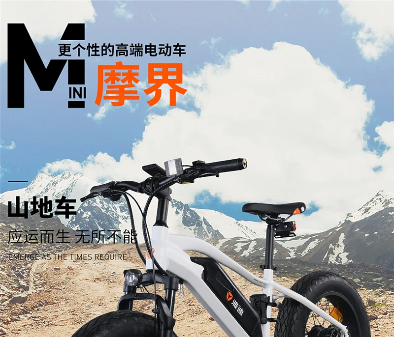 Yadea электровелосипед e-bike горный велосипед 20 дюймовая Толстая шина shimano Трансмиссия высокое качество известный бренд