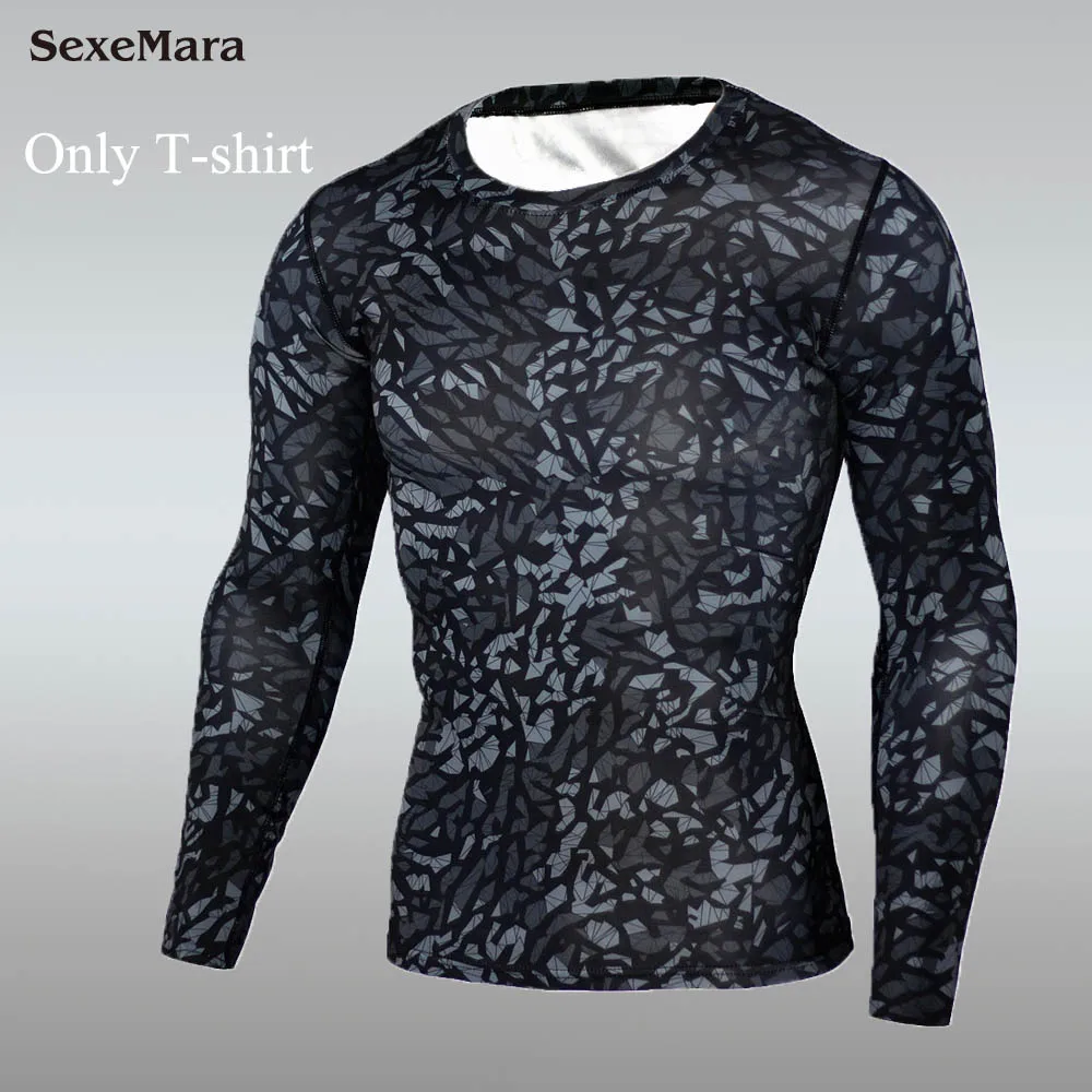 Only T-shirt Мужские кальсоны, камуфляжное компрессионное термобелье, спортивные костюмы, Рашгард, колготки, спортивная одежда для бега, спортивная одежда для мужчин - Цвет: Only T-shirt