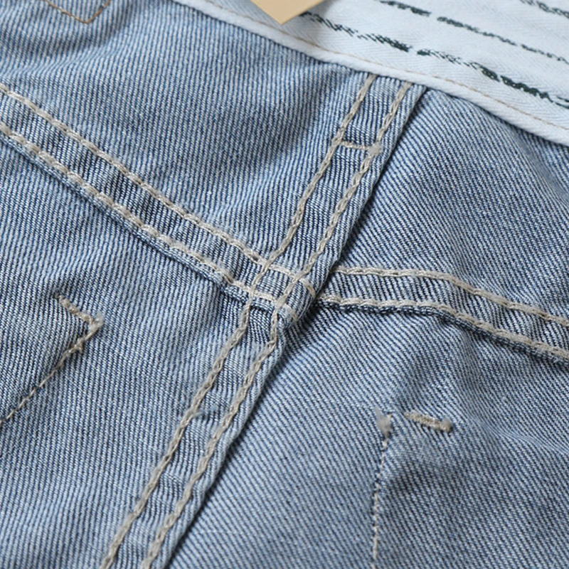 2017 Новое Лето Мужчины Шорты Тонкий Denim Проблемные Отверстие Короткие Джинсы