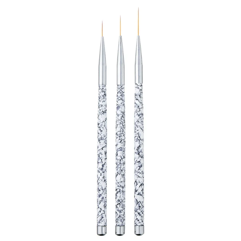 3pcs 11/15/20mm Metal Nail Art French Stripes Lines Flower Painting Drawing Liner Brush Pen Manicure Tools Kit