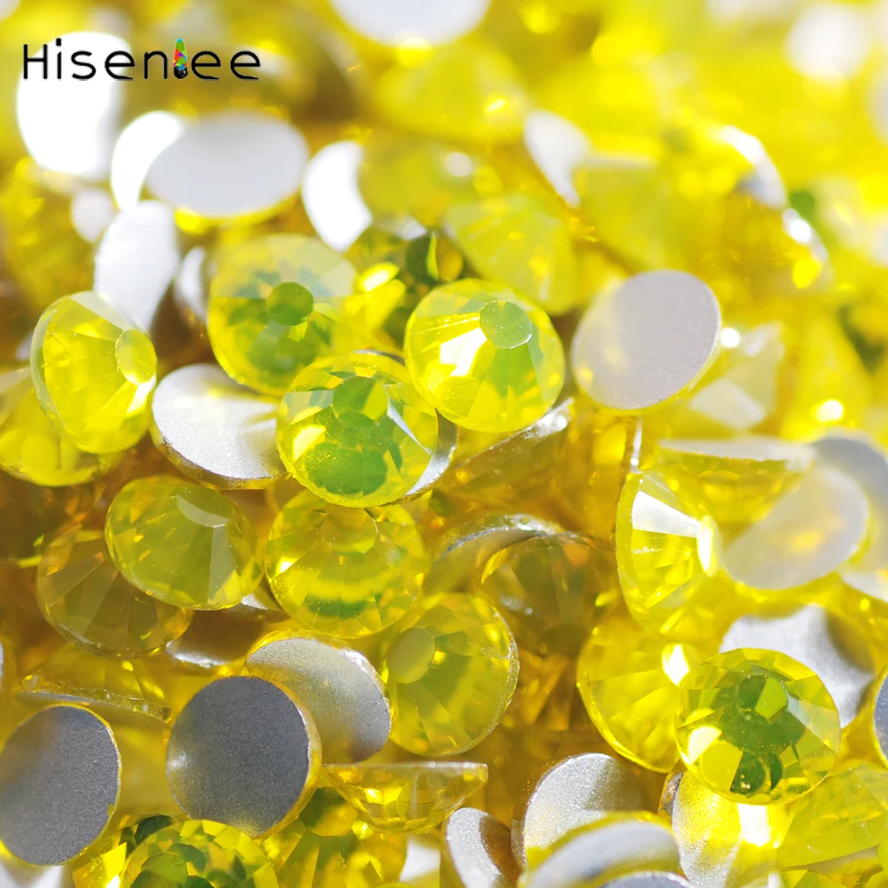 Красивые лимонно желтые кристаллы AB с плоской задней поверхностью без горячей