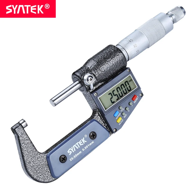 Syntek 0 001 мм электронный цифровой внешний микрометр 25 50 1 2 дюйма Калибр измеритель